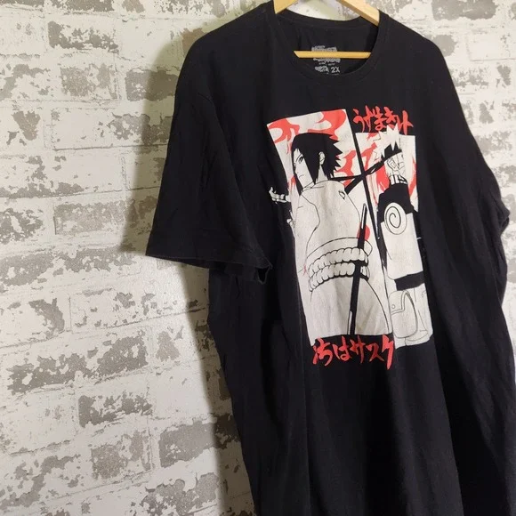 Naruto Shippuden Sasuke T-Shirt Ripple Junction Men's 2X Black Graphic Anime Tee - Picture 4 of 11